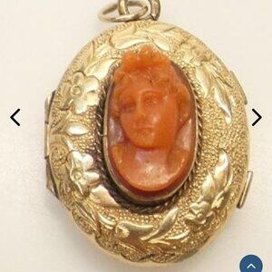 ISO Coral Cameo Victorian Pendant